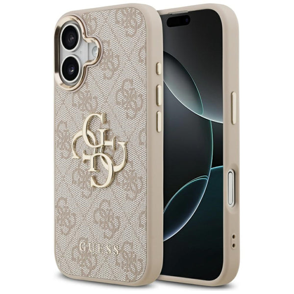Guess iPhone 17 - 4G Big 4G Classic Logo - Σκληρή Θήκη με Πλαίσιο Σιλικόνης και Επένδυση από Οικολογικό Δέρμα - Pink / Gold - GUHCP17S4GMGCPI