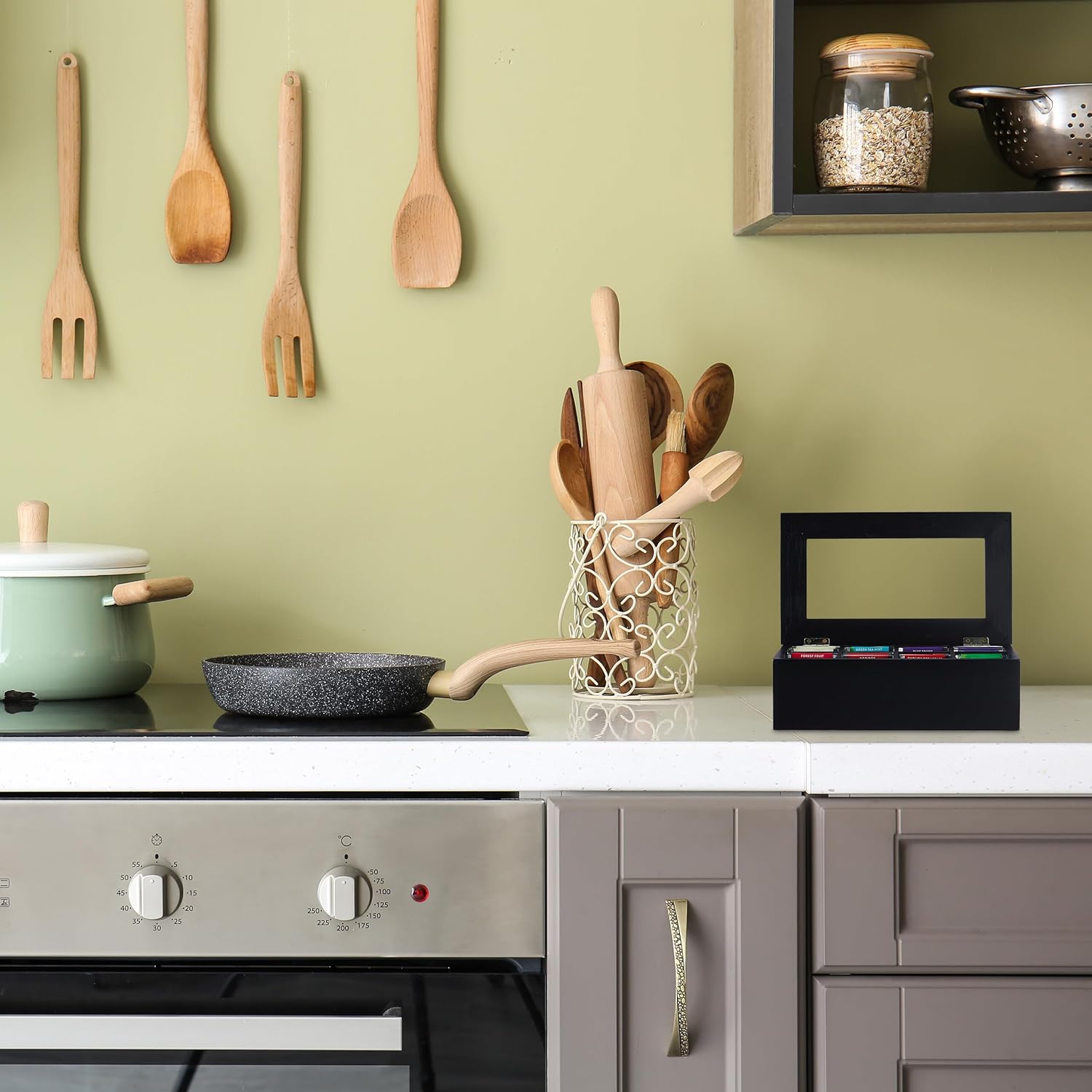 Relaxdays Κουτί Αποθήκευσης για Φακελάκια Τσάι με 8 Διαμερίσματα - Black - 4052025475109