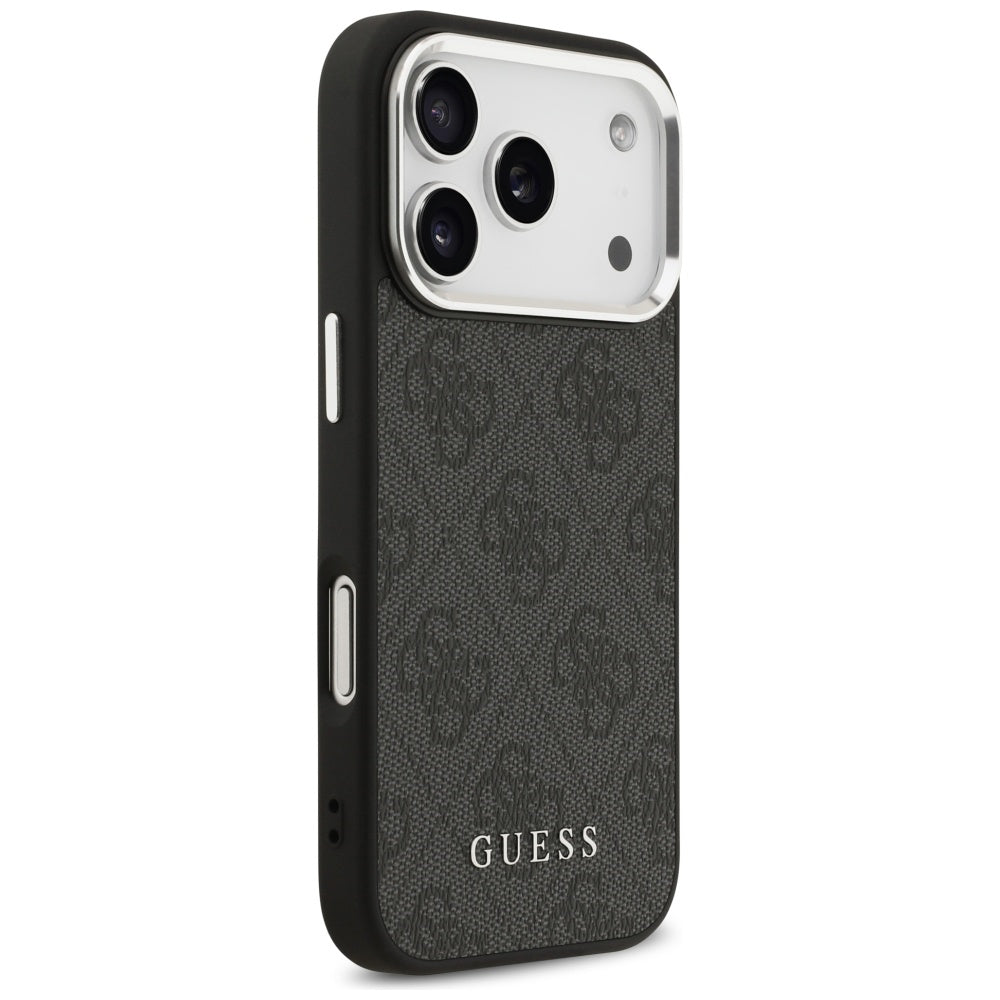 Guess iPhone 17 Pro - 4G Classic Logo MagSafe - Σκληρή Θήκη με Πλαίσιο Σιλικόνης και Επένδυση Οικολογικού Δέρματος - Black - GUHMP17LP4GSSMCK