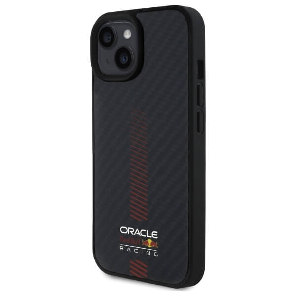 Red Bull iPhone 15 - Carbon Fiber Power Bar - MagSafe Σκληρή Θήκη με Πλαίσιο Σιλικόνης - Black - RBHMP15S24CFGSMK