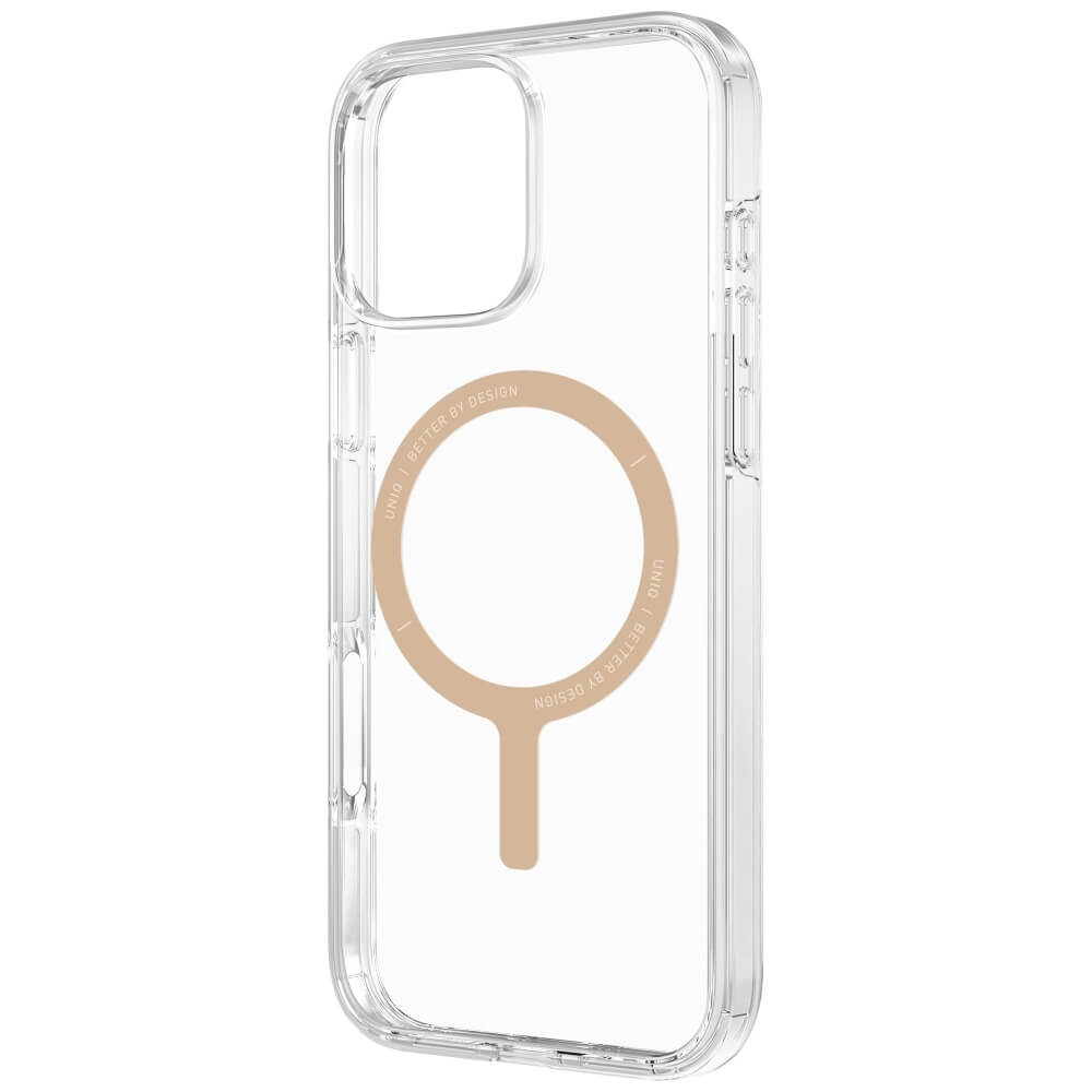 Uniq iPhone 16 Pro Max Clario MagClick Charging - Σκληρή Θήκη με Πλαίσιο Σιλικόνης και MagSafe - Διάφανη / Gold