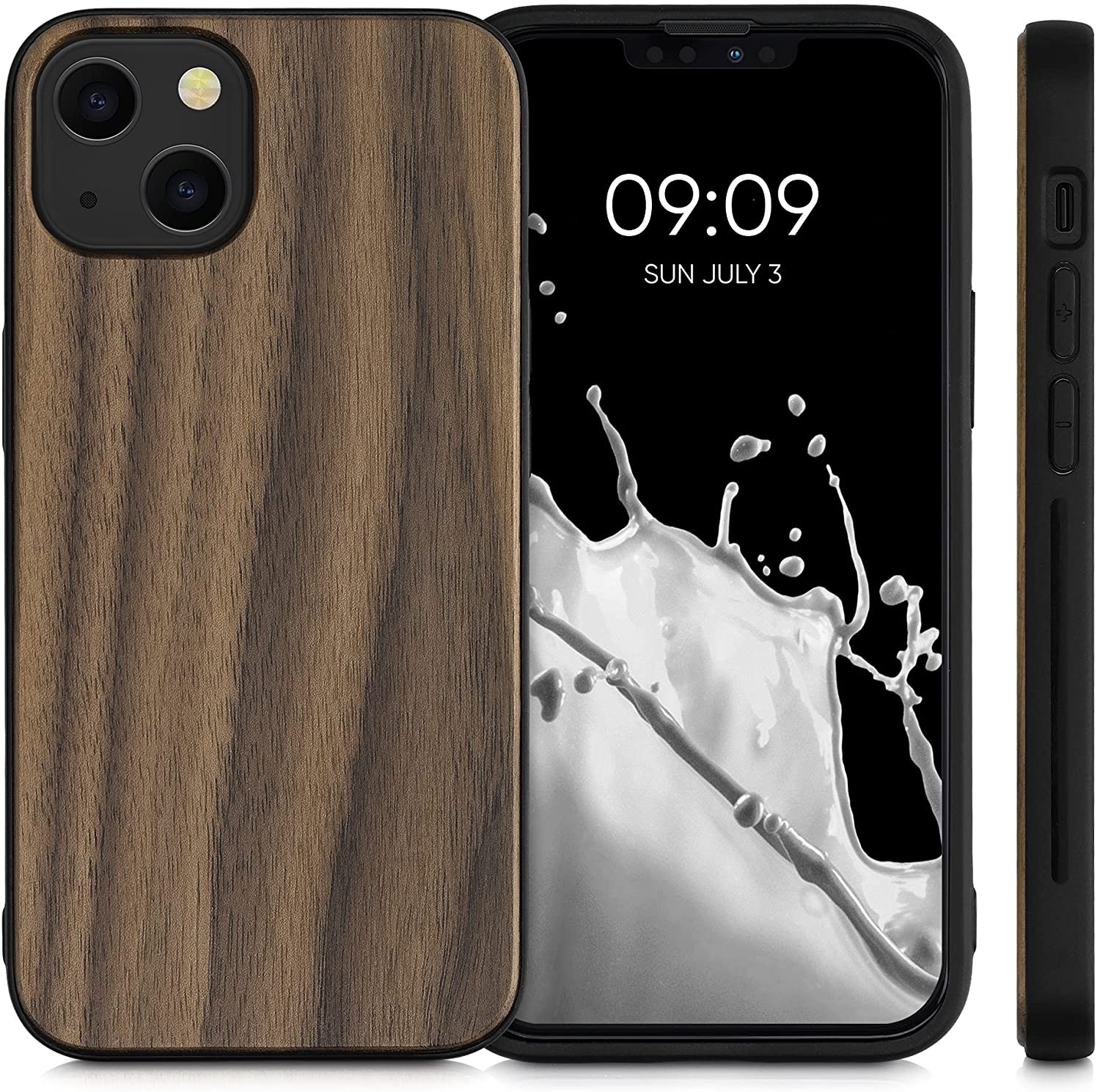 KW iPhone 13 Θήκη από Φυσικό Ξύλο - Dark Brown - 55954.18