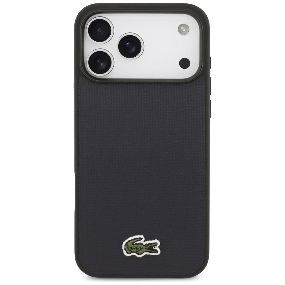 Lacoste iPhone 17 Pro Max - Iconic Petit Pique Woven Logo MagSafe - Σκληρή Θήκη με Πλαίσιο Σιλικόνης - Navy Blue