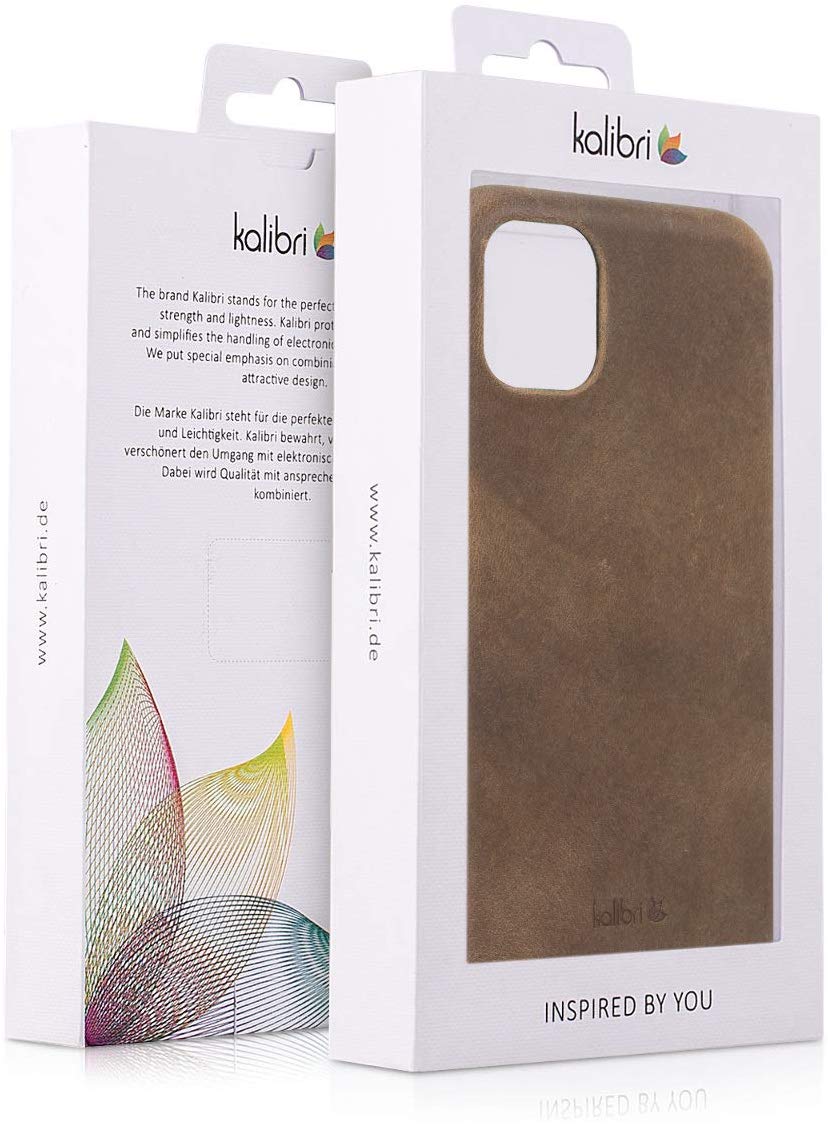 Kalibri iPhone 11 Σκληρή Θήκη με Επένδυση Γνήσιου Δέρματος - Brown - 49737.05
