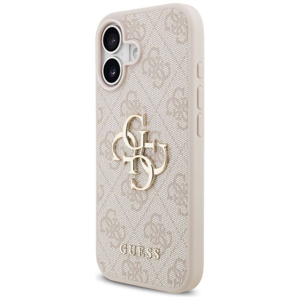 Guess iPhone 17 - 4G Big Logo - Σκληρή Θήκη με Πλαίσιο Σιλικόνης και Επένδυση Συνθετικού Δέρματος - Pink - GUHCP17S4GMGPI