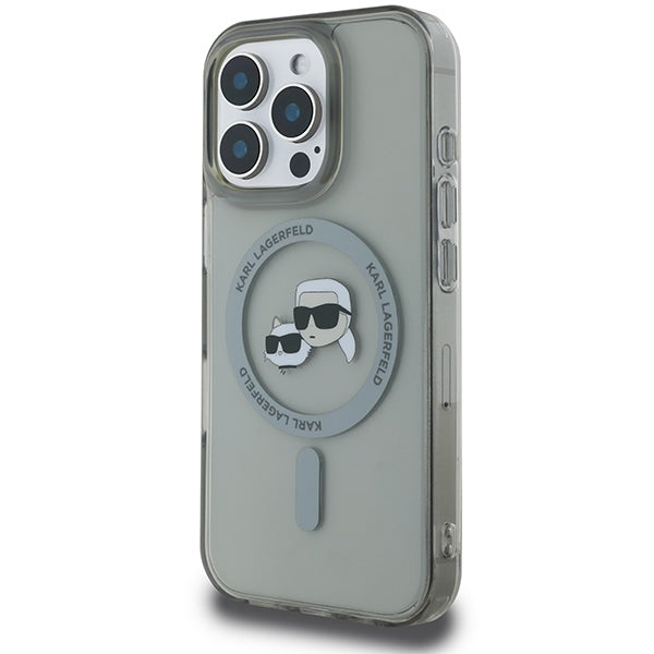 Karl Lagerfeld iPhone 16 Pro - IML Metal Karl and Choupette Head - Σκληρή Θήκη με Πλαίσιο Σιλικόνης και MagSafe - Black - KLHMP16LHLSKCK