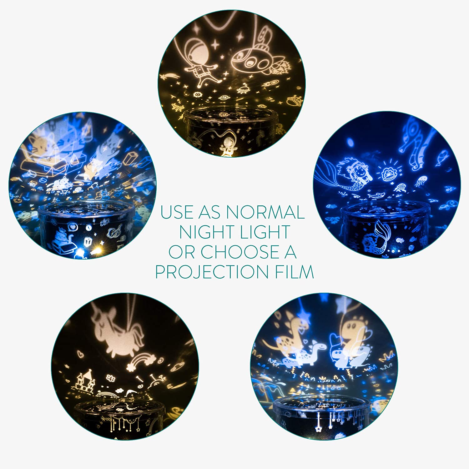 Navaris Children Projection Lamp - Προβολέας - Φωτιστικό Νυκτός για Παιδιά - Green - 52802.79