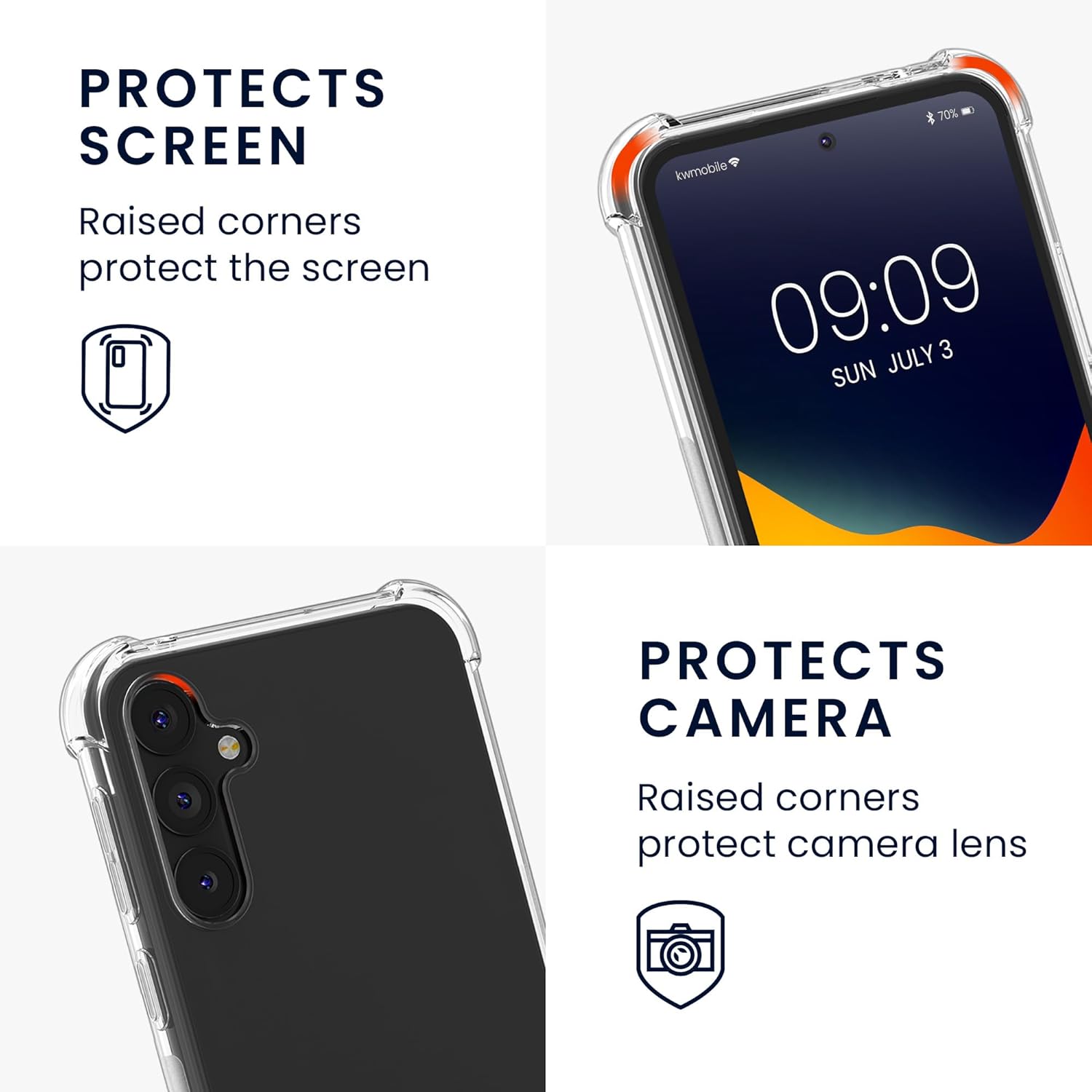 KW Samsung Galaxy A55 5G Θήκη Σιλικόνης TPU με Λουράκι - Διάφανη / Black