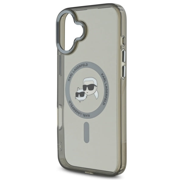 Karl Lagerfeld iPhone 16 - IML Metal Karl and Choupette Head - Σκληρή Θήκη με Πλαίσιο Σιλικόνης και MagSafe - Black - KLHMP16SHLSKCK
