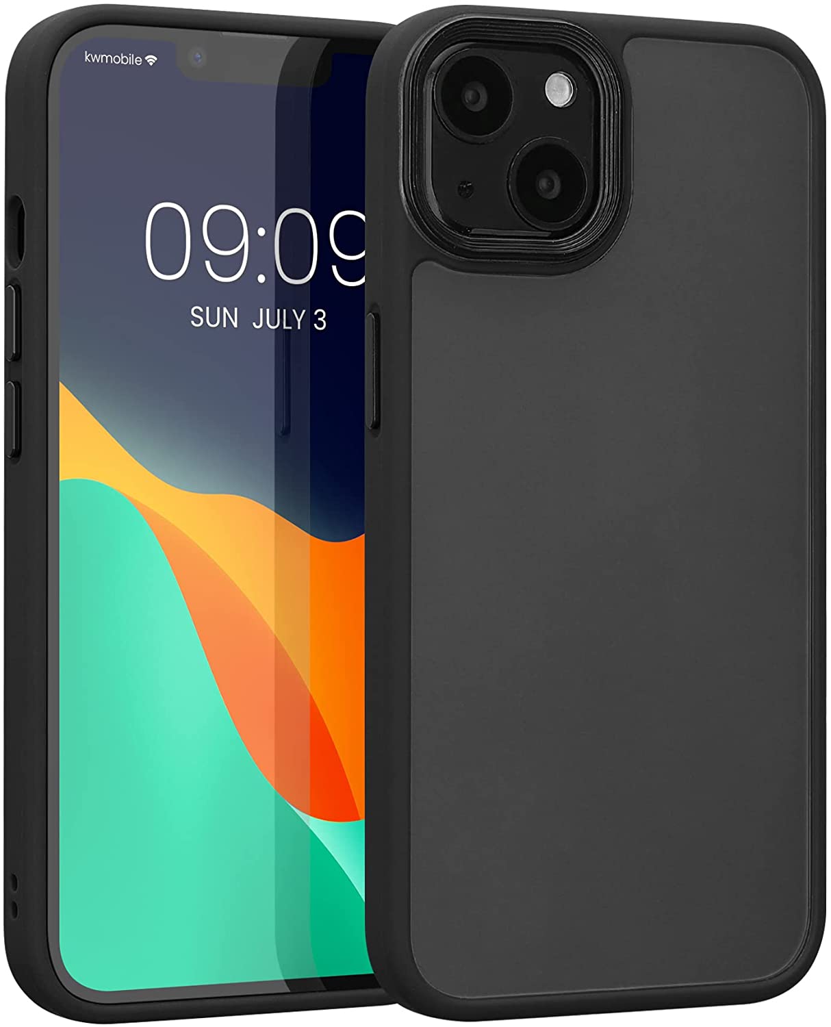 KW iPhone 13 Rubberized Matte Σκληρή Θήκη με Πλαίσιο Σιλικόνης - Διάφανη / Black Matte - 57459.01