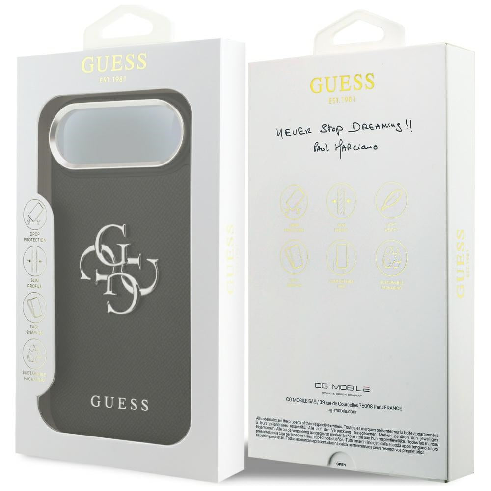 Guess iPhone Air - Grained Big 4G Classic Logo - Σκληρή Θήκη με Επένδυση από Οικολογικό Δέρμα - Black - GUHCP17MPG4SMCEK