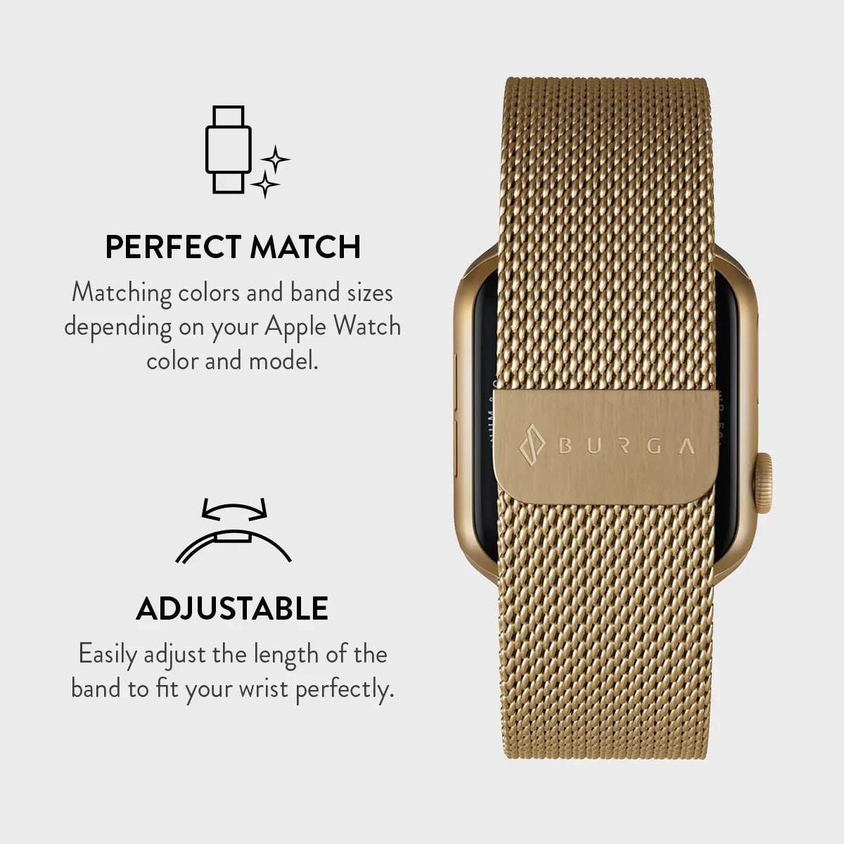 Burga Λουράκι Apple Watch 4/5/6/7/8/9/10/11 - SE (1/2/3) – 40/41/42mm - Metal Mesh - Gold
