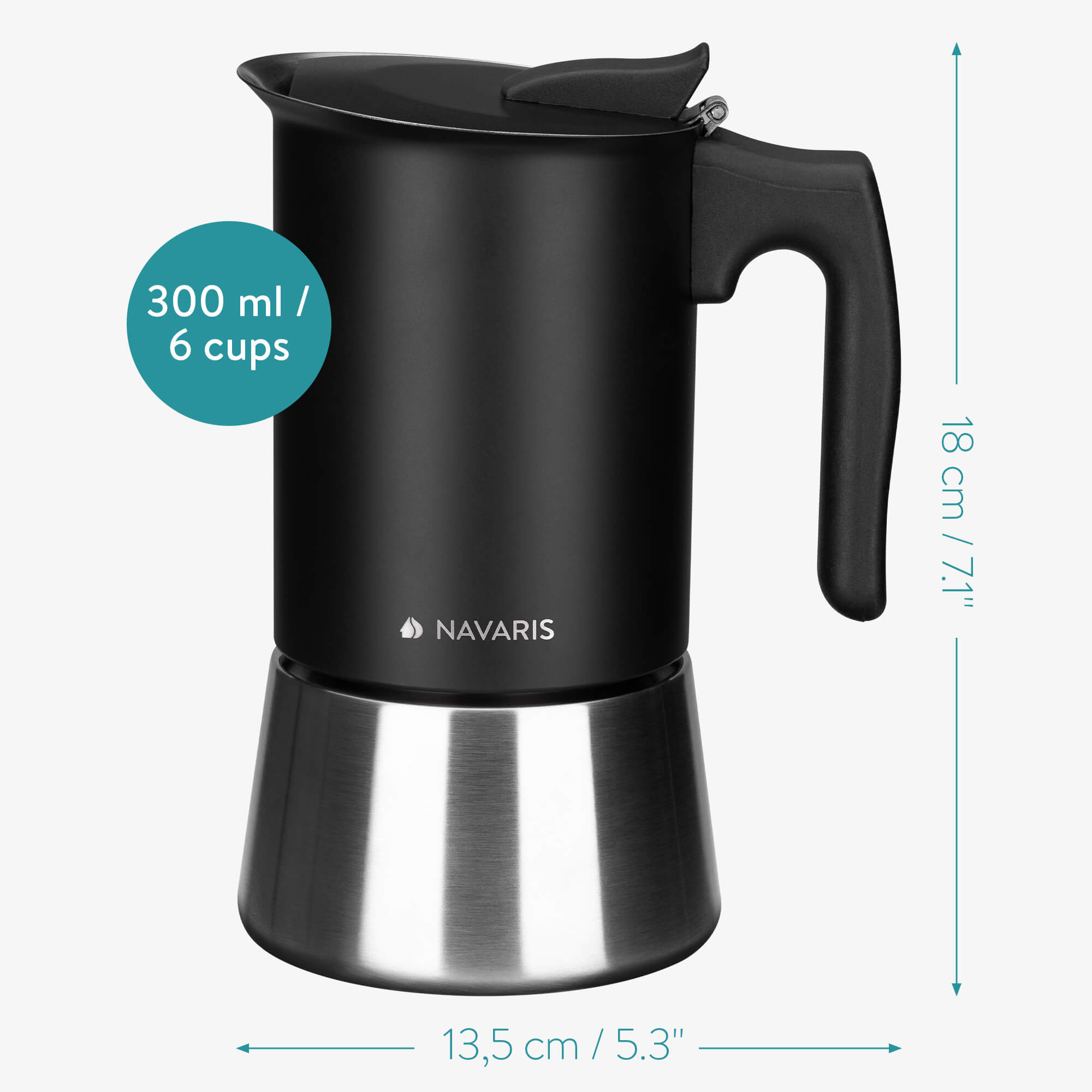 Navaris Espresso Maker Καφετιέρα για Εσπρέσο - 300ml - Black - 55925.02.01