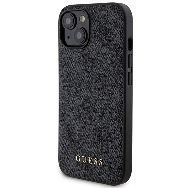 Guess iPhone 15 - 4G Metal Logo Σετ MagSafe Σκληρή Θήκη με Επένδυση Συνθετικού Δέρματος και Powerbank 5000mAh - Black - GUBPM5P15S4GEMGK