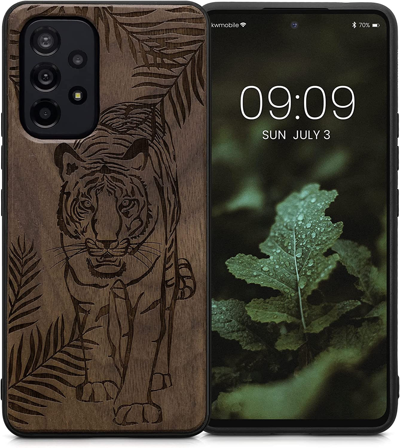 KW Samsung Galaxy A53 5G Θήκη από Φυσικό Ξύλο - Design Tiger Palm Tree - Dark Brown - 58317.09