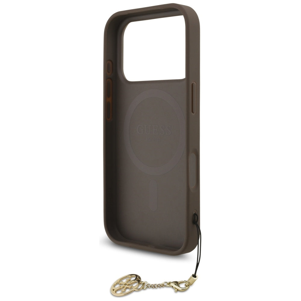 Guess iPhone 17 Pro - 4G Charms Collection MagSafe - Θήκη με Επένδυση Συνθετικού Δέρματος - Brown - GUHMP17LGF4GCW
