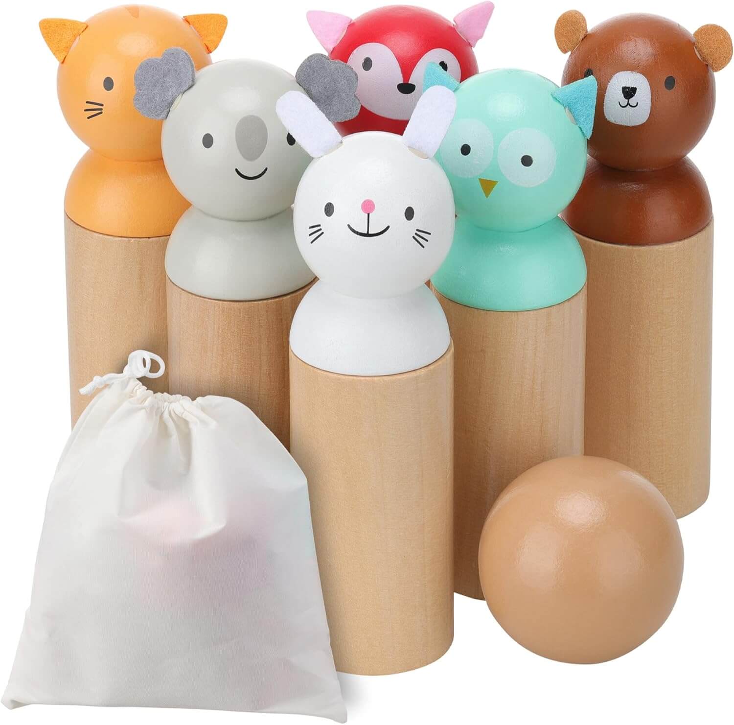 Navaris Ξύλινο Παιχνίδι Μπόουλινγκ για Παιδιά - Brown / Multicolor