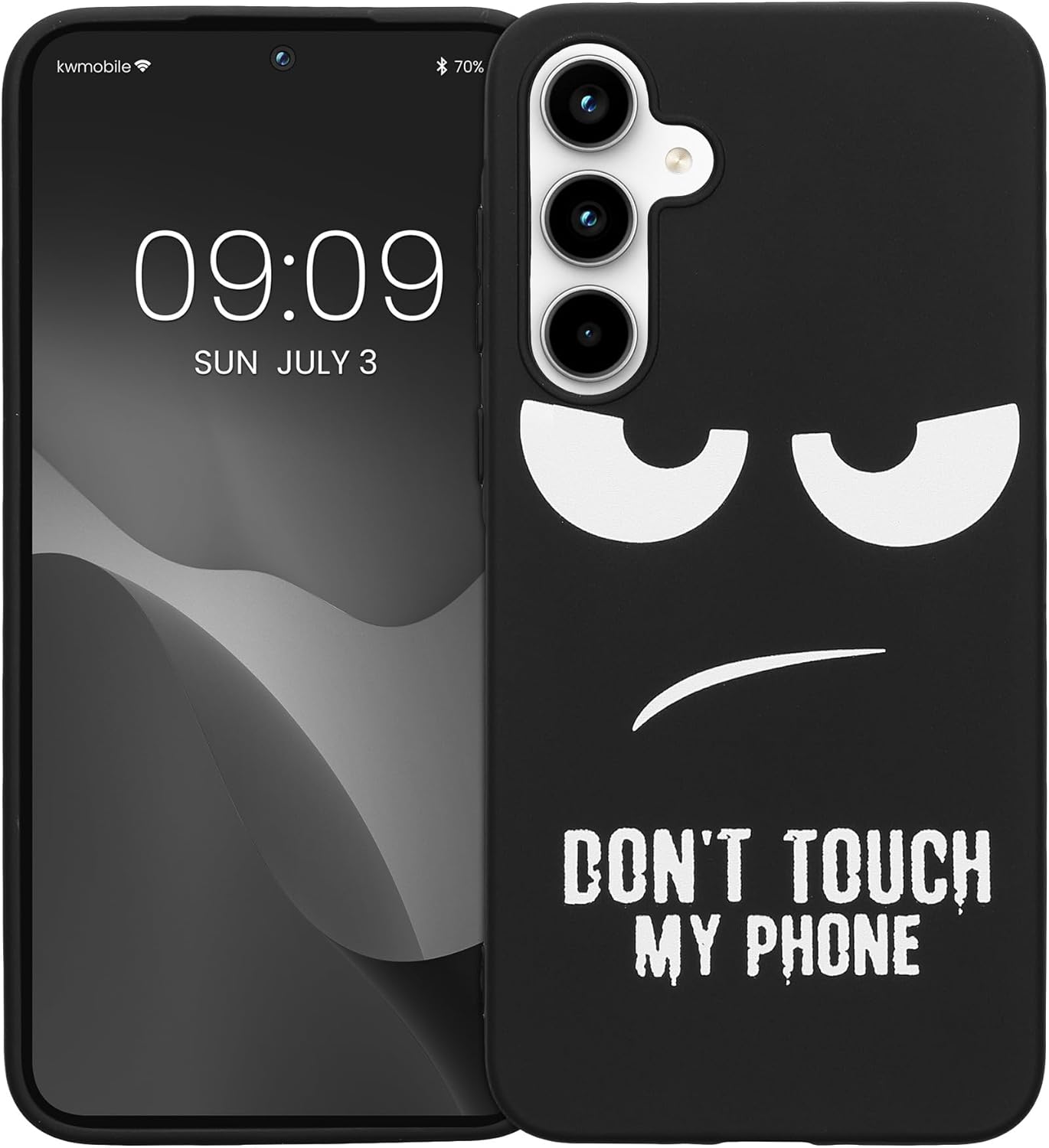 KW Samsung Galaxy A35 5G Λεπτή Θήκη Σιλικόνης TPU - Design Don't Touch My Phone - Black / White