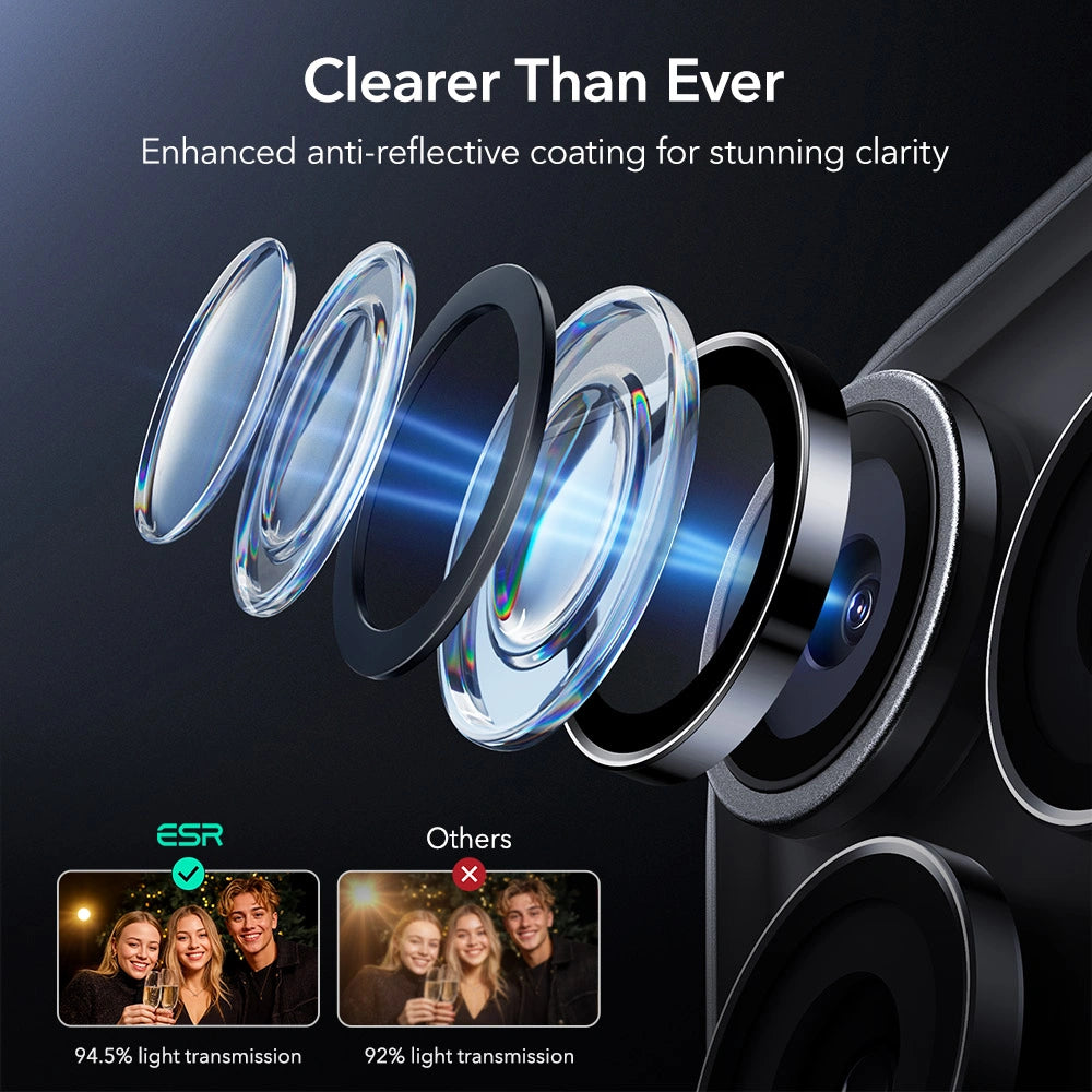 ESR iPhone 14 Pro / Pro Max / 15 Pro / Pro Max /16 Pro / Pro Max / 17 Pro / Pro Max Armorite - Αντιχαρακτικό Γυαλί για την Κάμερα - Black