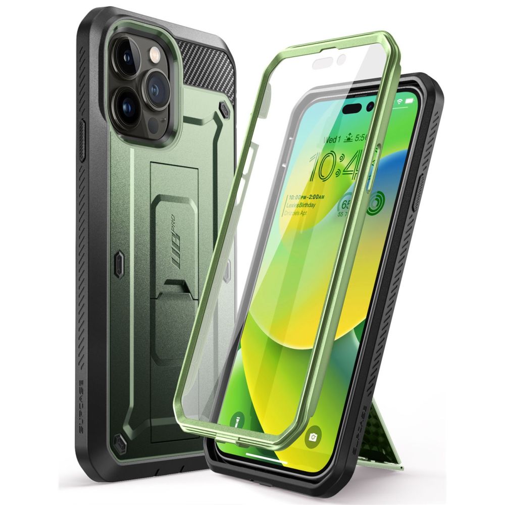Supcase iPhone 14 Pro Unicorn Beetle Pro Σκληρή Θήκη με Προστασία Οθόνης και Stand - Green