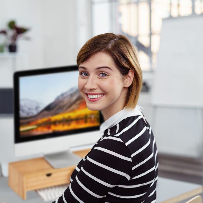 Relaxdays Ξύλινη Βάση Στήριξης Οθόνης με 2 Συρτάρια - Natural - 4052025246051