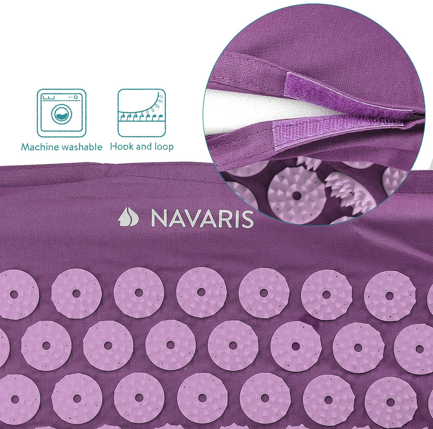 Navaris 2-in-1 Acupressure Mat and Pillow Set Σετ 2 σε 1 Χαλάκι και Μαξιλάρι Μασάζ - Berry - 43899.26