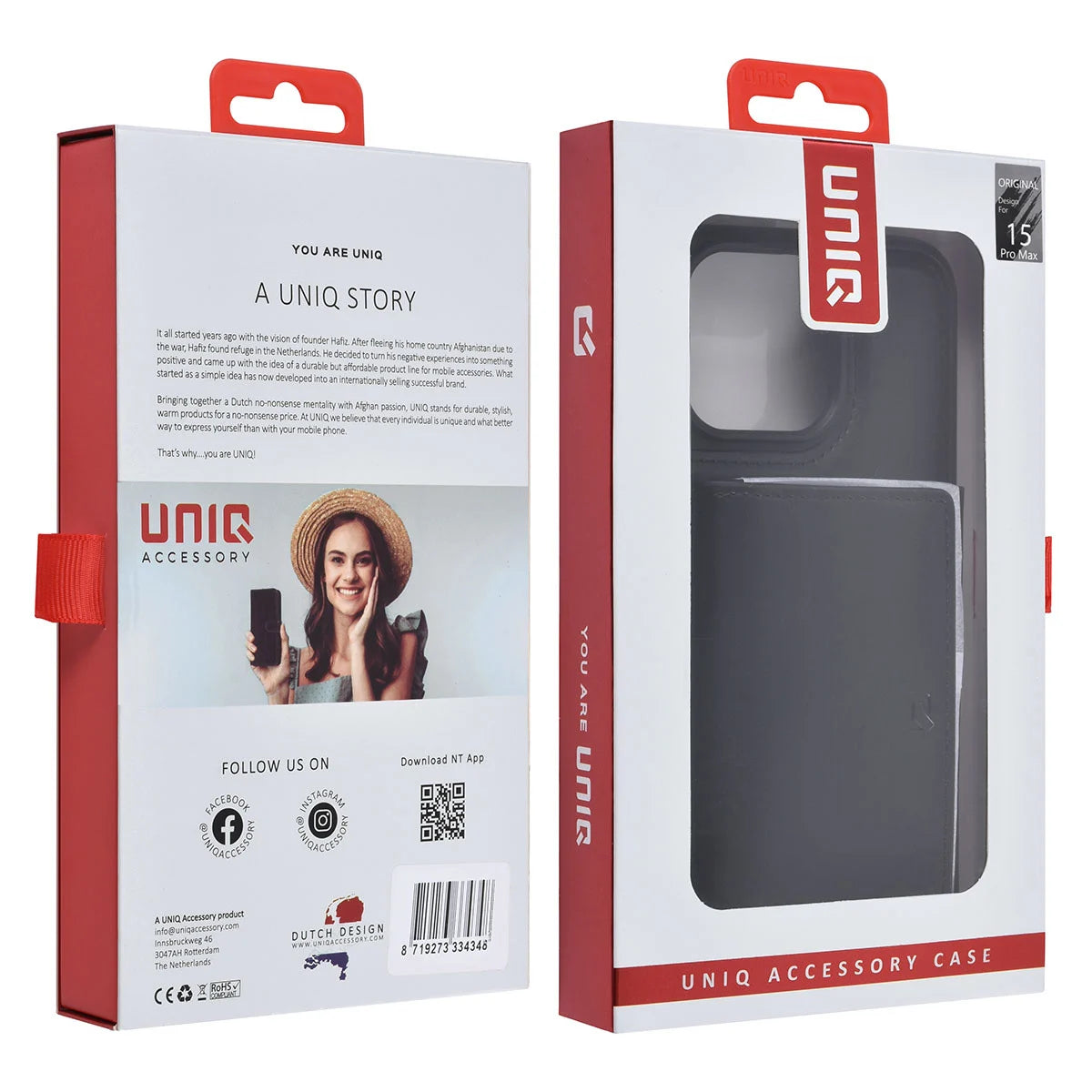 Tuniq iPhone 15 Pro Max - Σκληρή Θήκη από Δερματίνη με Αφαιρούμενη Θήκη Καρτών - Μαύρη