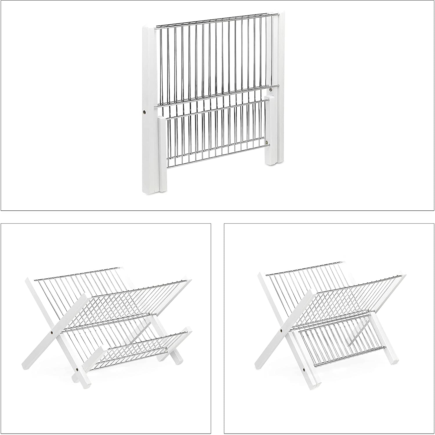 Relaxdays Στεγνωτήριο Πιάτων από Μπαμπού - White - 4052025232566