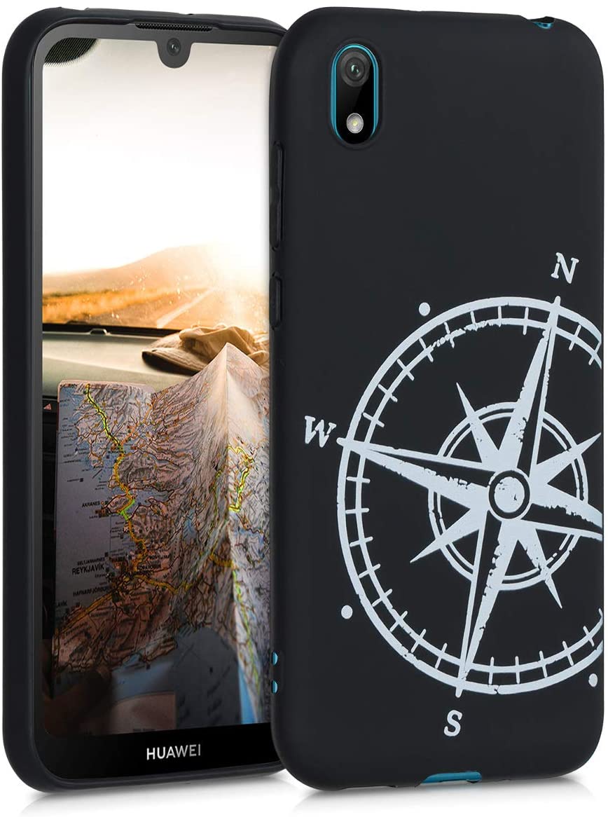 KW Huawei Y5 2019 Θήκη Σιλικόνης TPU Design Navigational Compass - Black / White - 51080.02