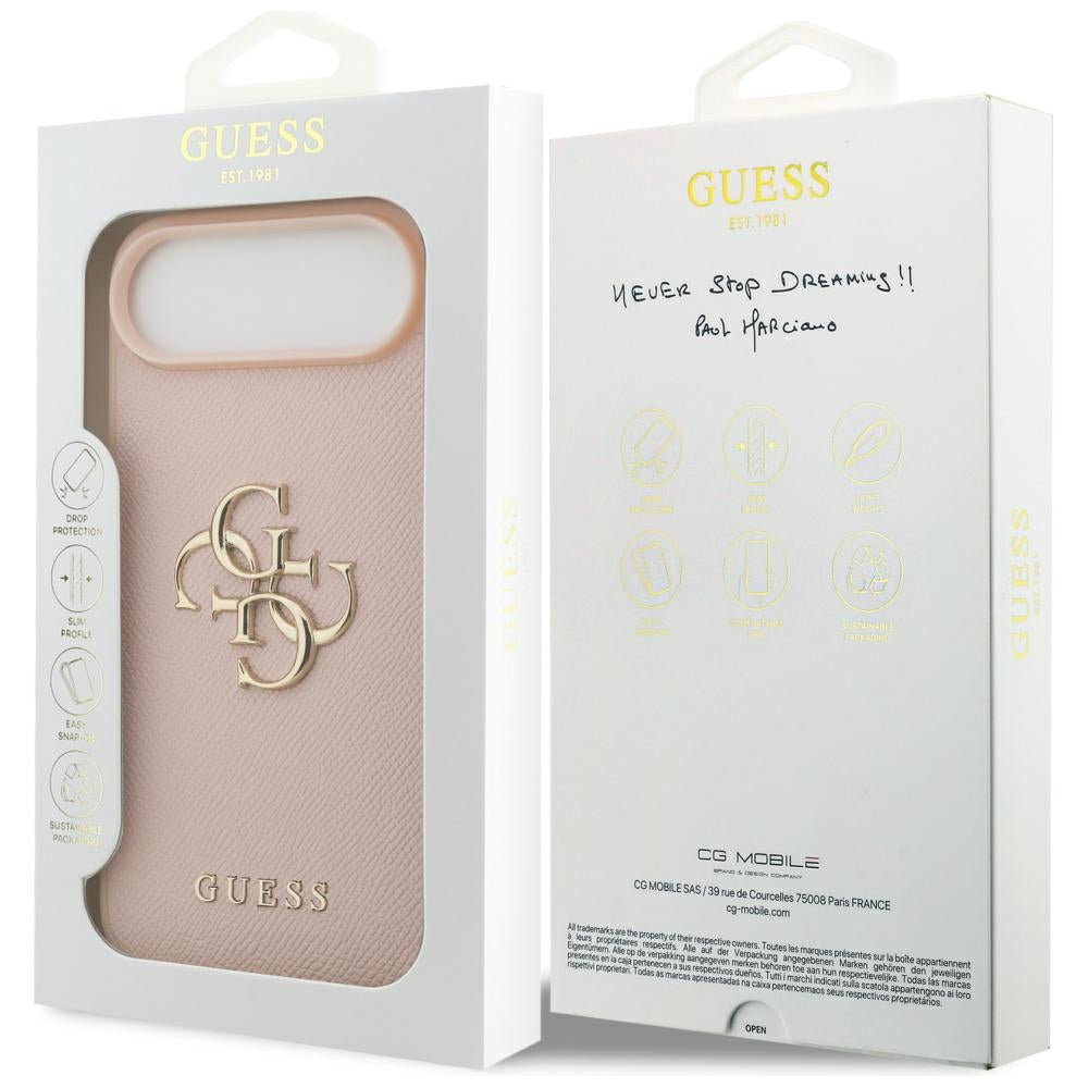 Guess iPhone Air - Grained Big 4G and Classic Logo - Σκληρή Θήκη με Επένδυση από Οικολογικό Δέρμα - Pink - GUHCP17MPGT4MBP