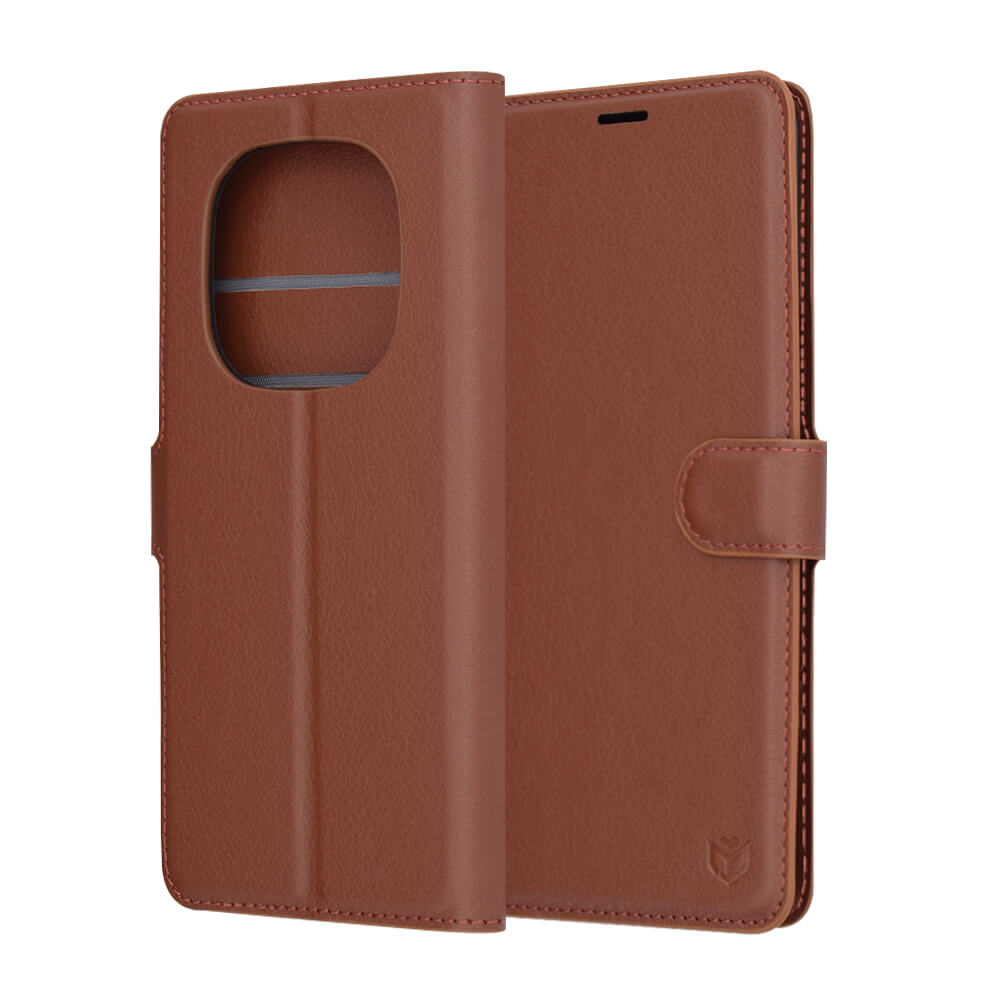 Techsuit Xiaomi Redmi Note 14 Pro 5G / Poco X7 - Leather Folio - Θήκη Πορτοφόλι από Δερματίνη με Stand - Brown