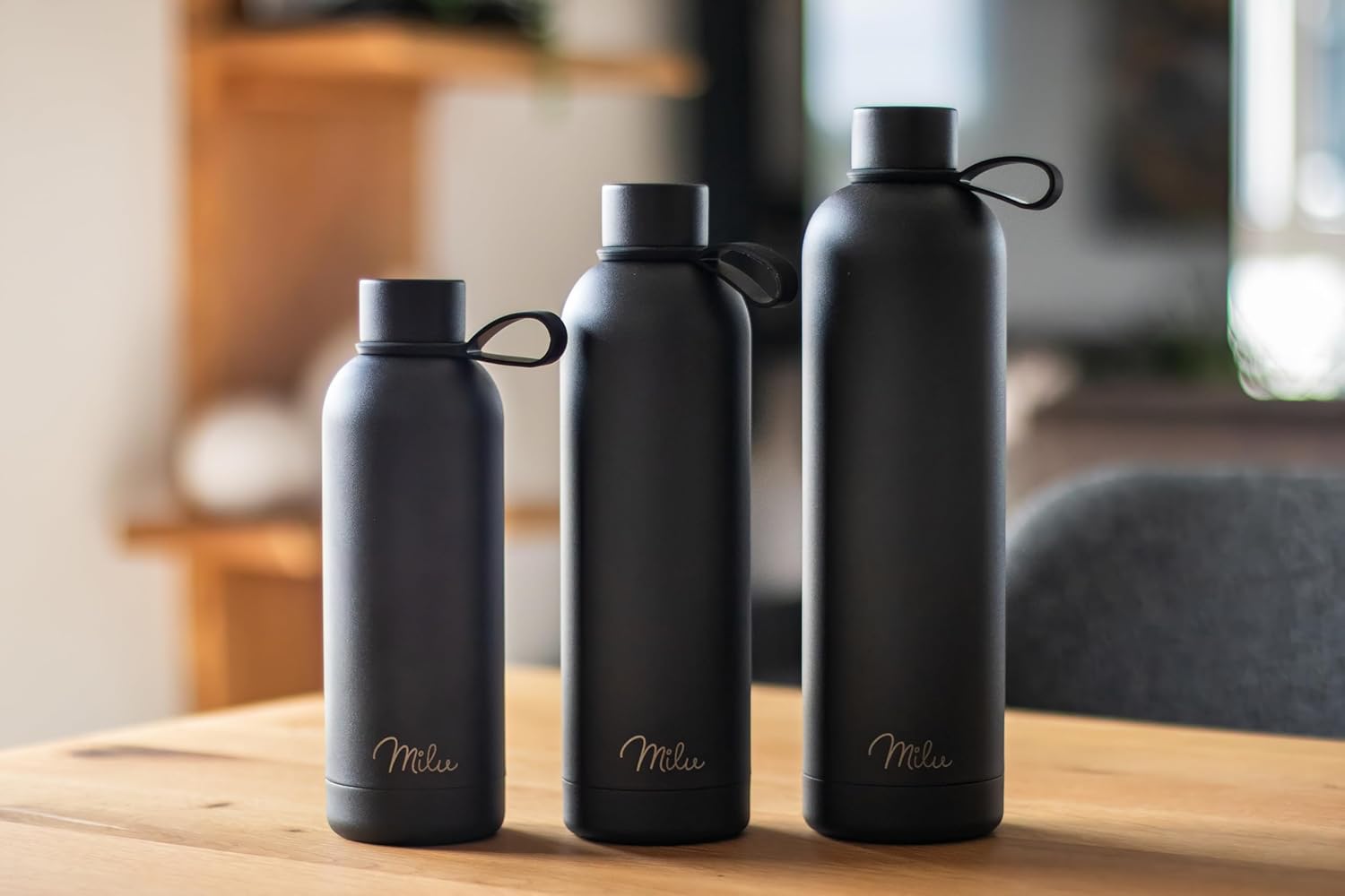 Milu Μπουκάλι Θερμός Από Ανοξείδωτο Ατσάλι - 100% Στεγανό - 750 ml - Black - 3096