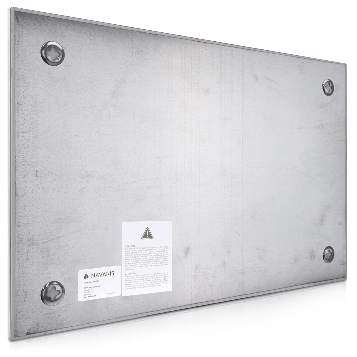 Navaris Μαγνητικός Γυάλινος Πίνακας - 60 x 40cm - Design White Marble - 45724.07