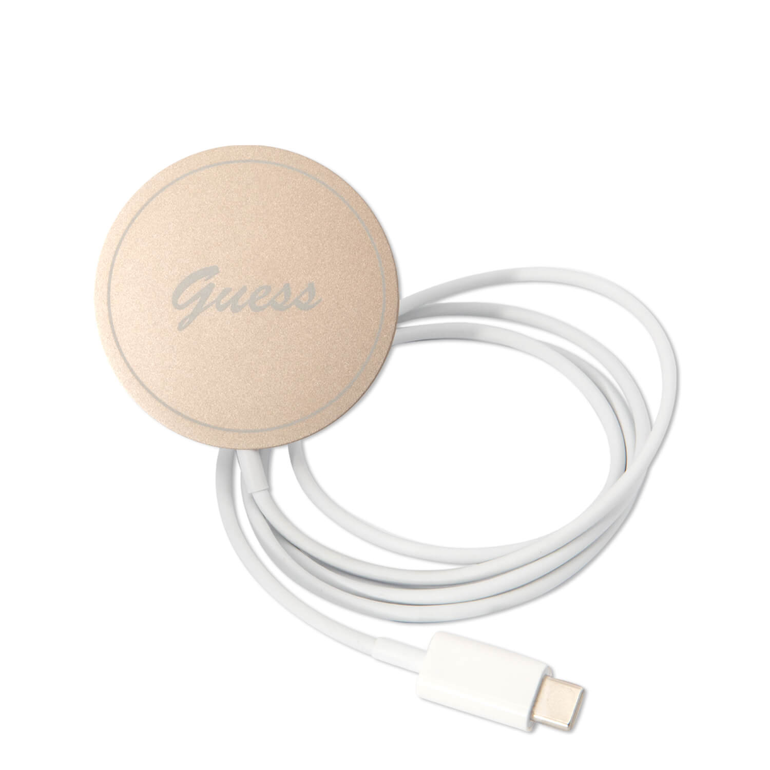 Guess iPhone 14 Pro - Bundle Pack MagSafe - Σετ Σκληρή Θήκη με Πλαίσιο Σιλικόνης και Ασύρματος Φορτιστής MagSafe - Design 4G and Gold - Blue - GUBPP14LH4EACSB