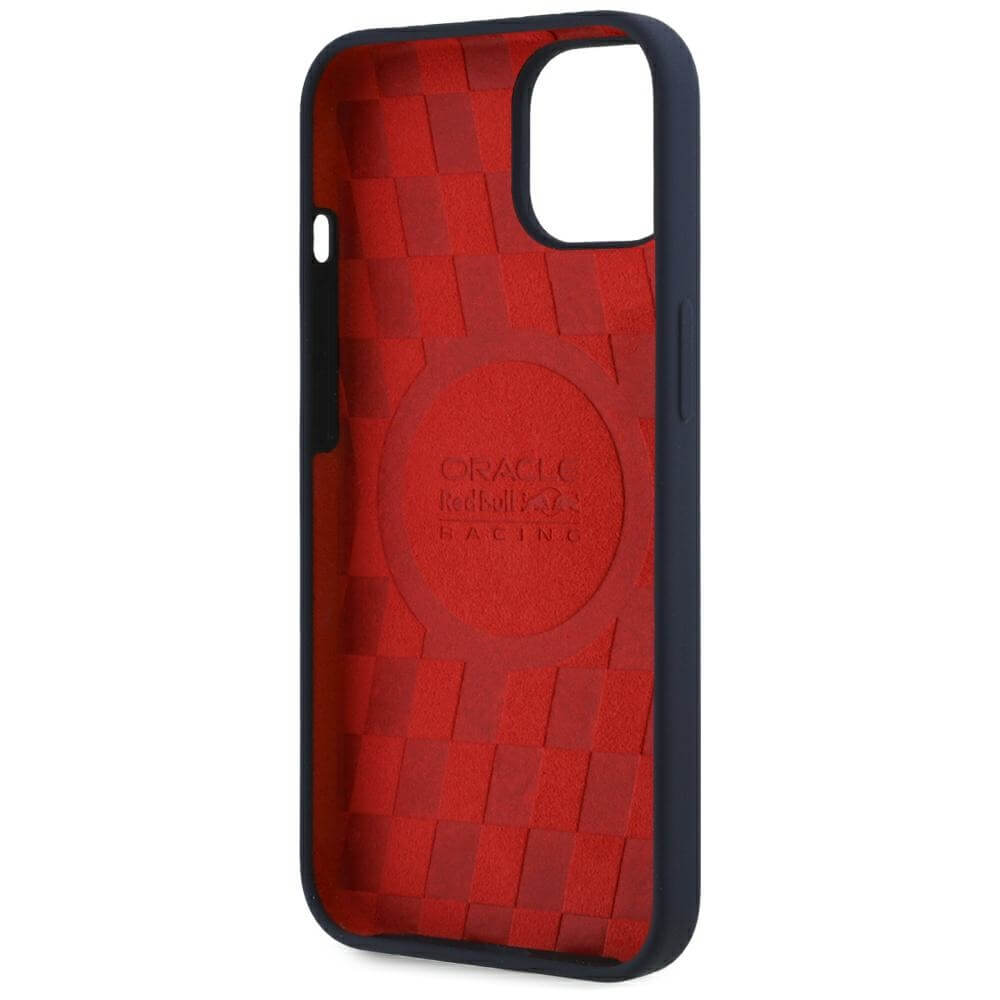 Red Bull iPhone 15 - HC Silicone ORBR20 Logo Red Lining - MagSafe Σκληρή Θήκη με Πλαίσιο Σιλικόνης - Navy Blue - RBHMP15S24SIOLVR
