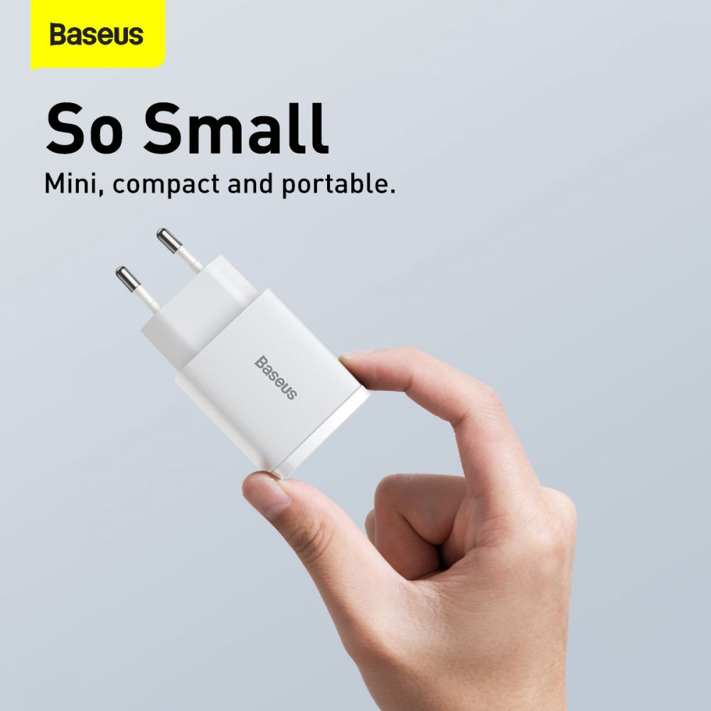 Baseus Οικιακός Φορτιστής Γρήγορης Φόρτισης USB και Type-C QC 3.0 PD 20W - White - CCXJ-B02
