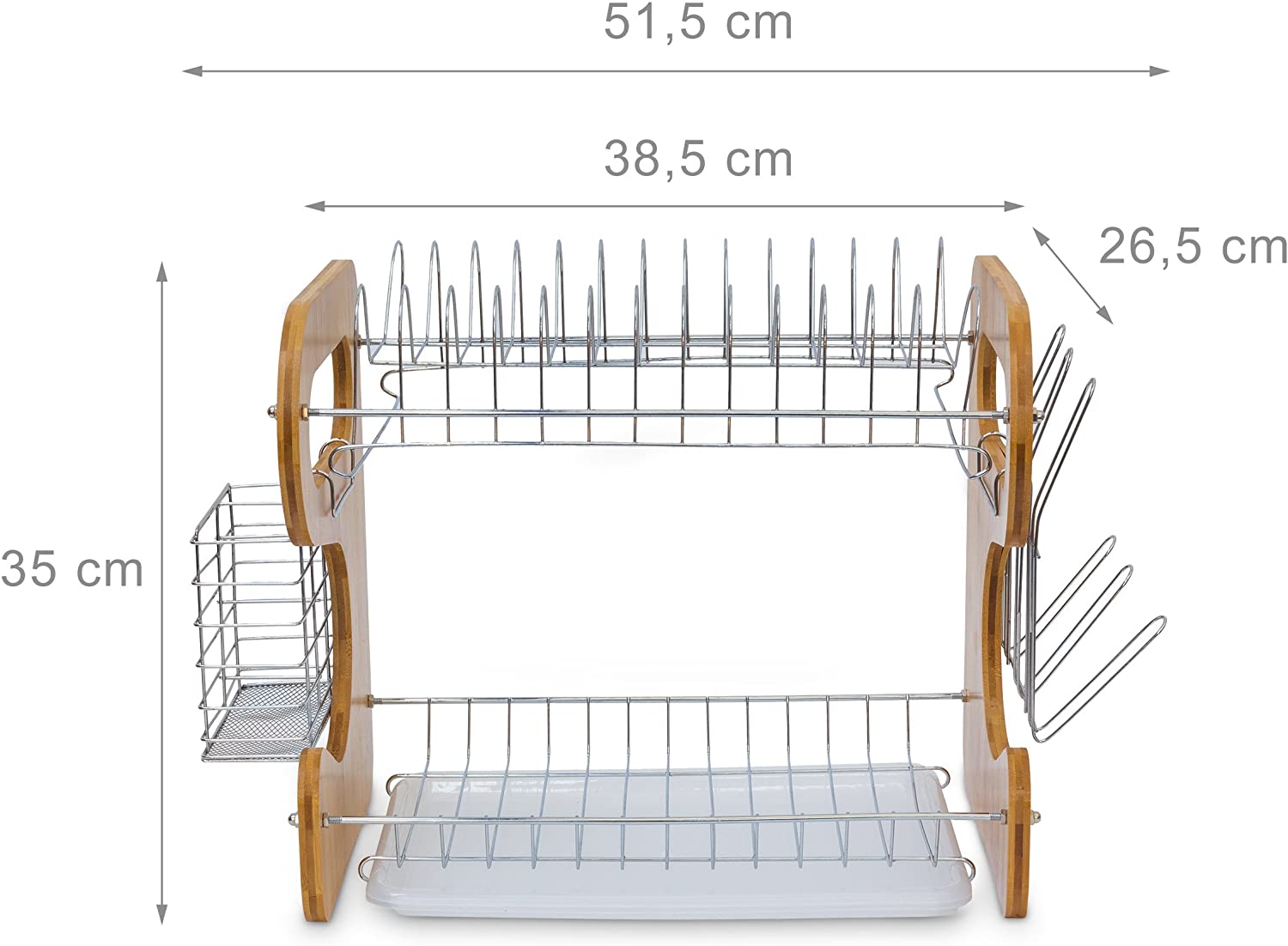 Relaxdays Στεγνωτήριο Πιάτων και Μαχαιροπίρουνων από Μπαμπού - Silver / Natural - 4052025191528