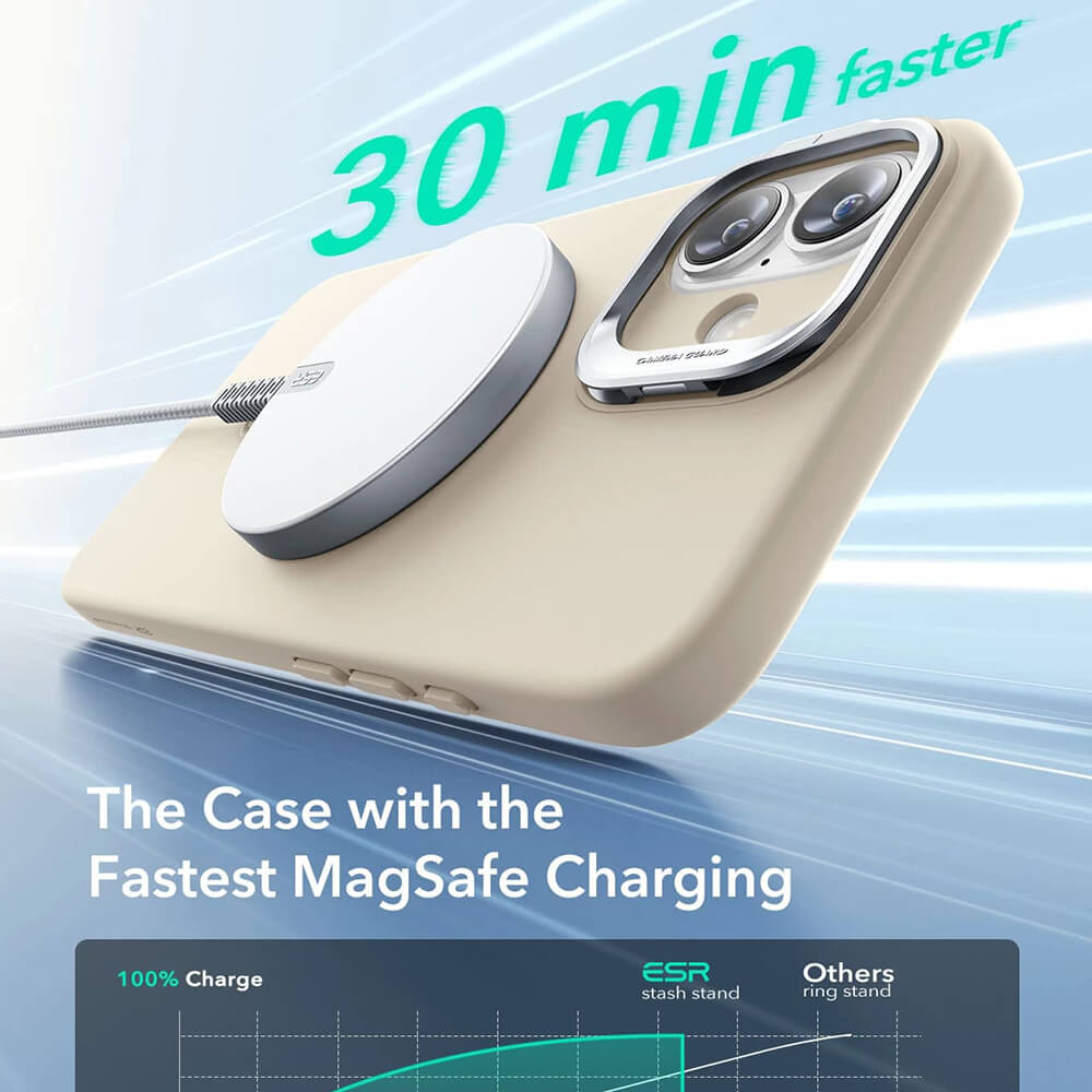 ESR iPhone 16 Plus Cloud Soft HaloLock Kickstand MagSafe Σκληρή Θήκη με Πλαίσιο Σιλικόνης - Light Tan