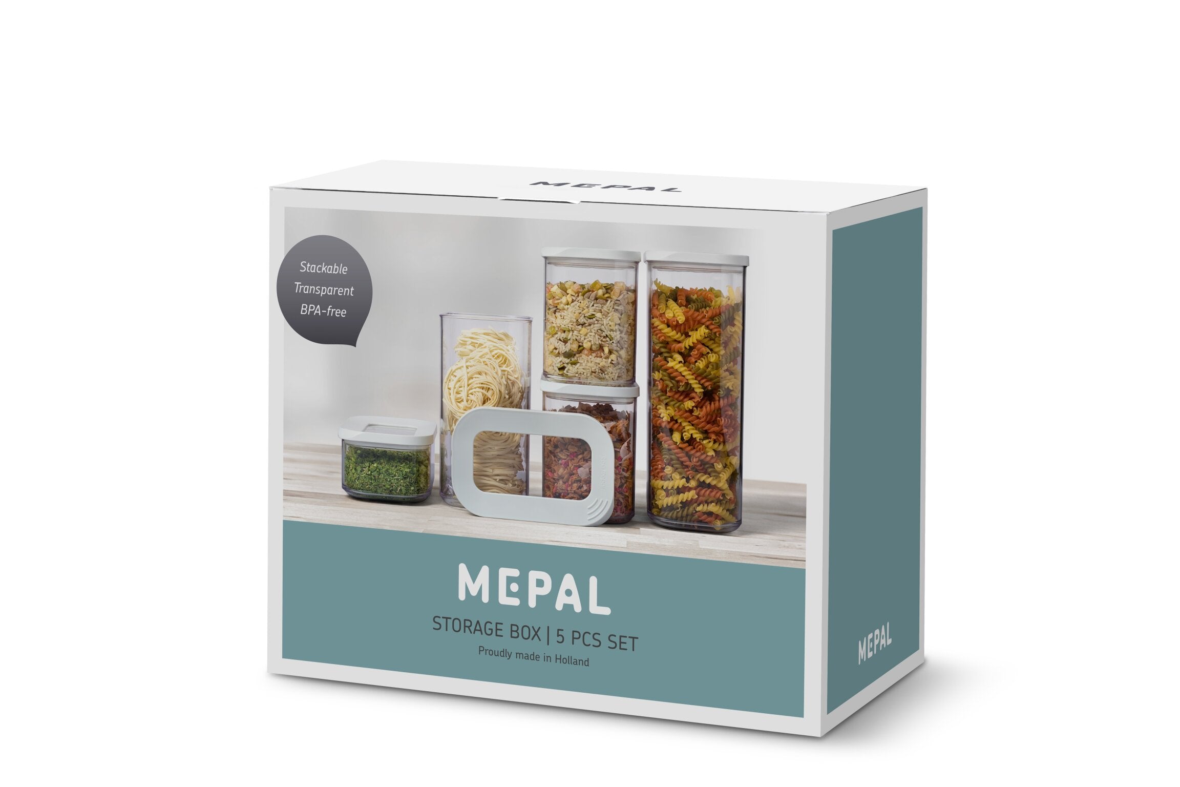 Mepal Modula Starter Σετ με 5 BPA Free Δοχεία Αποθήκευσης Τροφίμων - 2000 ml - 1500 ml - 2 x 1000 ml - 425 ml - White
