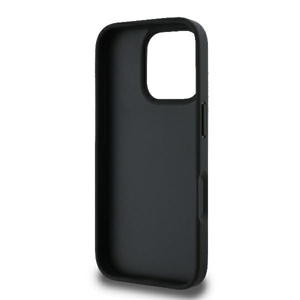 Karl Lagerfeld iPhone 16 Pro Max - Monogram Karl and Choupette Head Pin Σκληρή Θήκη με Επένδυση Συνθετικού Δέρματος - Black - KLHCP16XPGKLKCPK