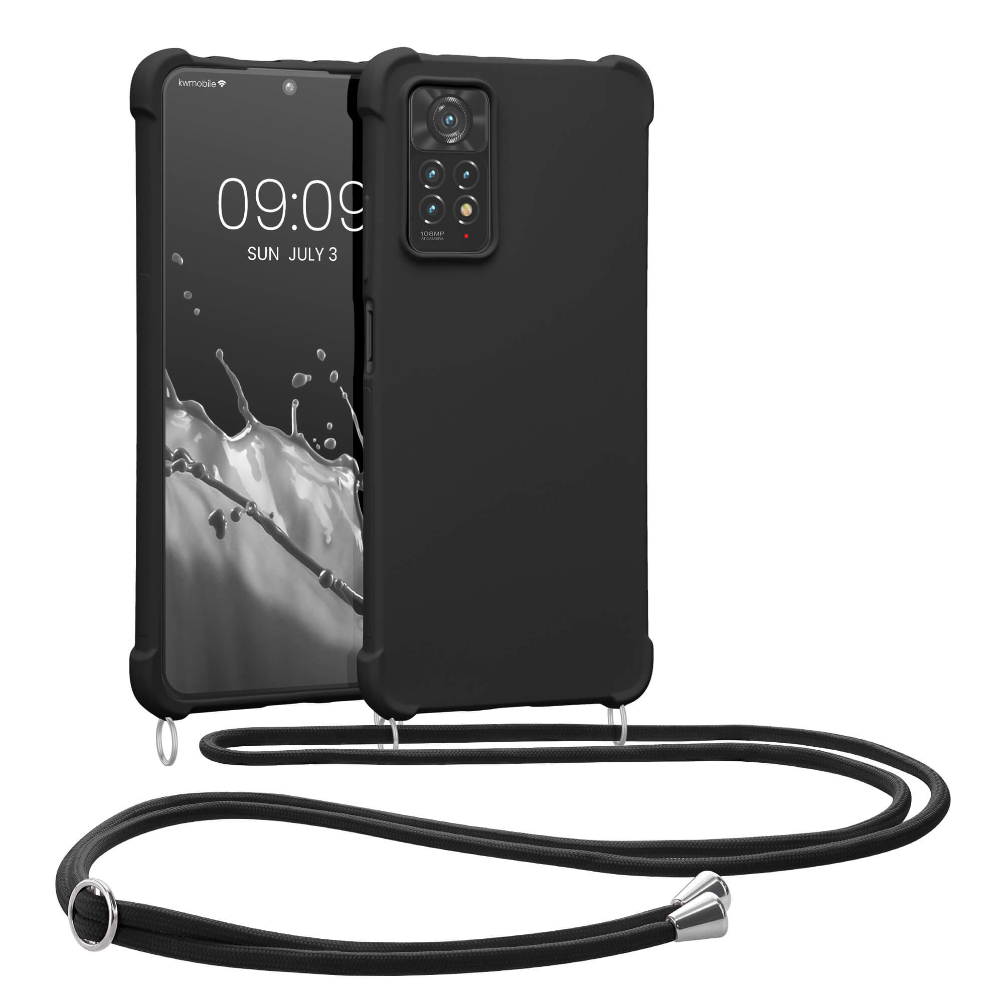 KW Xiaomi Redmi Note 11 Pro / Note 11 Pro 5G Θήκη Σιλικόνης TPU με Λουράκι - Black - 58086.01