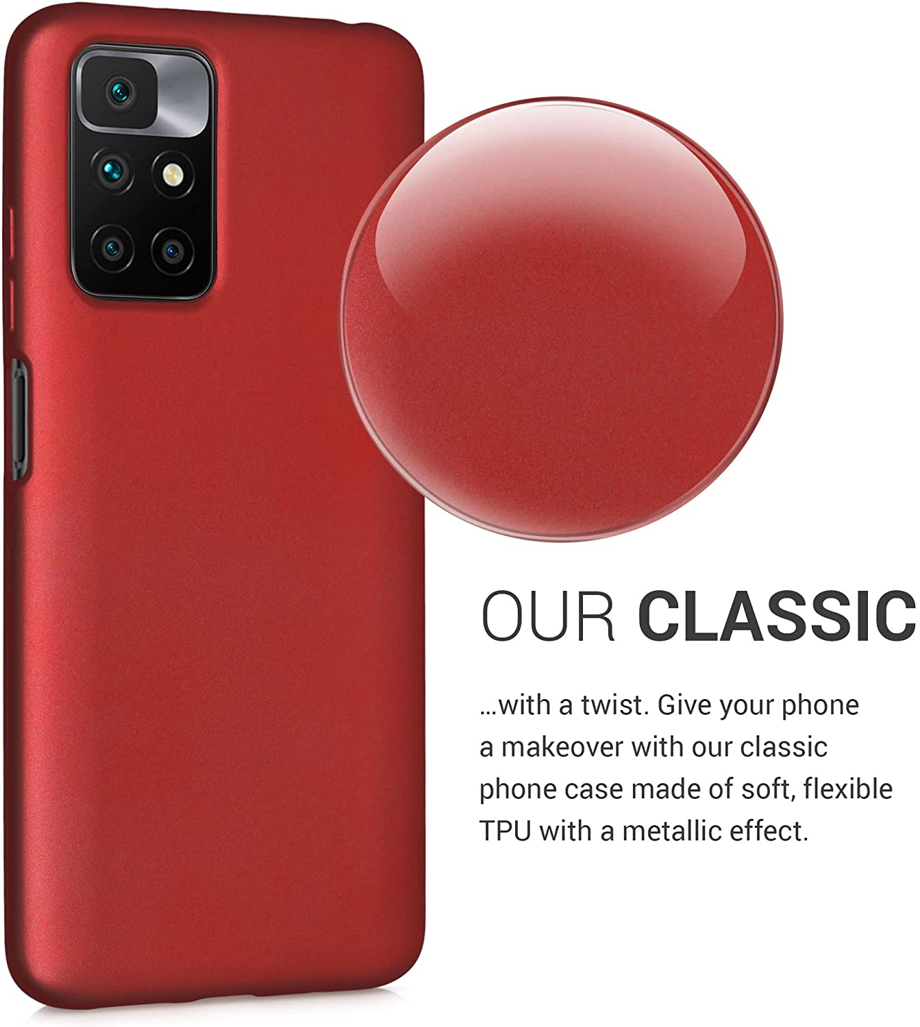 KW Xiaomi Redmi 10 Θήκη Σιλικόνης TPU - Metallic Dark Red - 56149.36