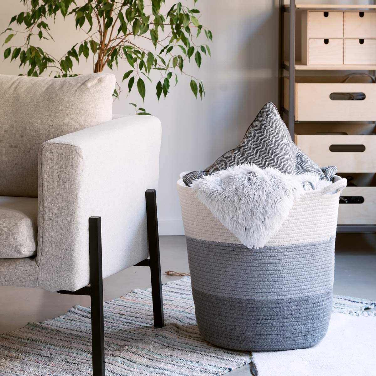 Navaris Cotton Rope Storage Basket Καλάθι Αποθήκευσης από Βαμβάκι - Sand - 50743.1