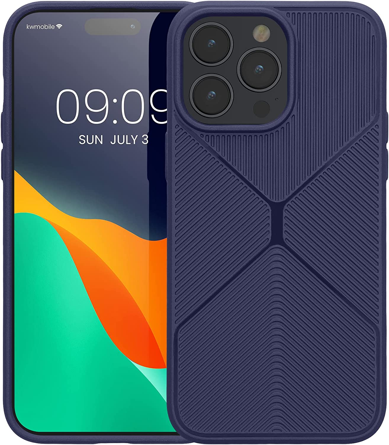 KW iPhone 14 Pro Max Θήκη Σιλικόνης TPU - Design Geometric - Dark Blue - 60412.17