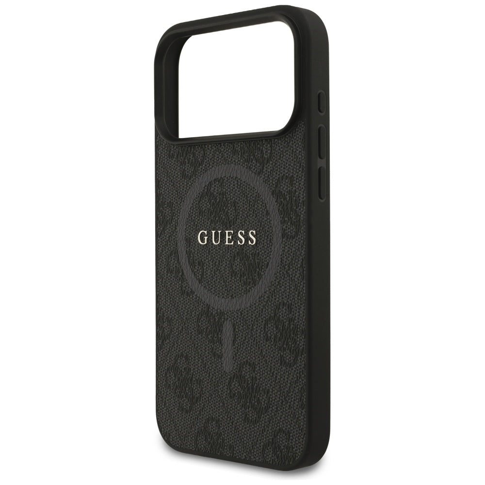 Guess iPhone 17 Pro Max - 4G Ring Classic Logo MagSafe - Σκληρή Θήκη με Πλαίσιο Σιλικόνης και Επένδυση Συνθετικού Δέρματος - Black - GUHMP17XG4GFRK