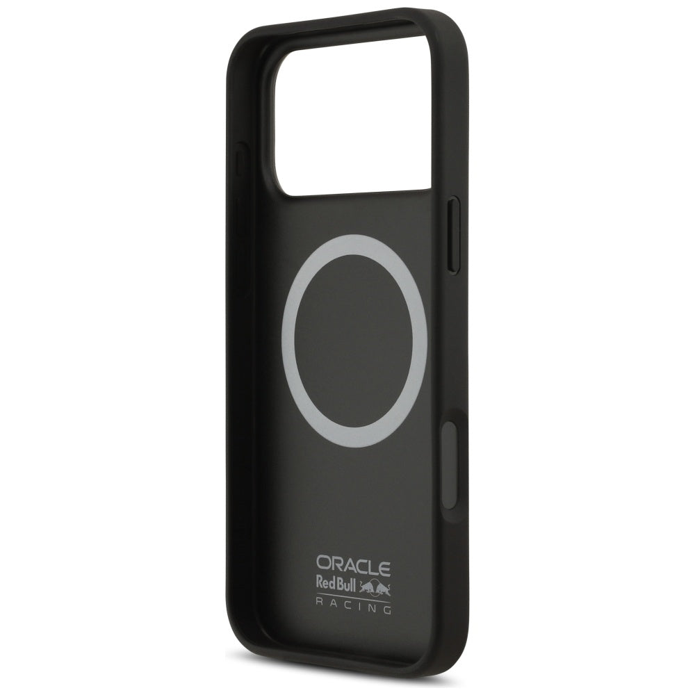 Red Bull iPhone 17 Pro Max - Meshed Powerbar MagSafe - Σκληρή Θήκη με Πλαίσιο Σιλικόνης και Επένδυση από Οικολογικό Δέρμα - Navy Blue - RBHMP17X24PUDSRV