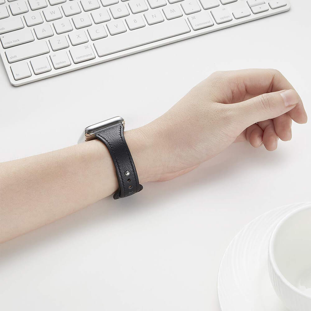 Techsuit Λουράκι Apple Watch 4/5/6/7/8/9/10/11 - SE (1/2/3) - ULTRA (1/2/3) - 44/45/46/49mm Watchband W033 από Συνθετικό Δε΄ρμα - 35 x 14 x 180mm - Black