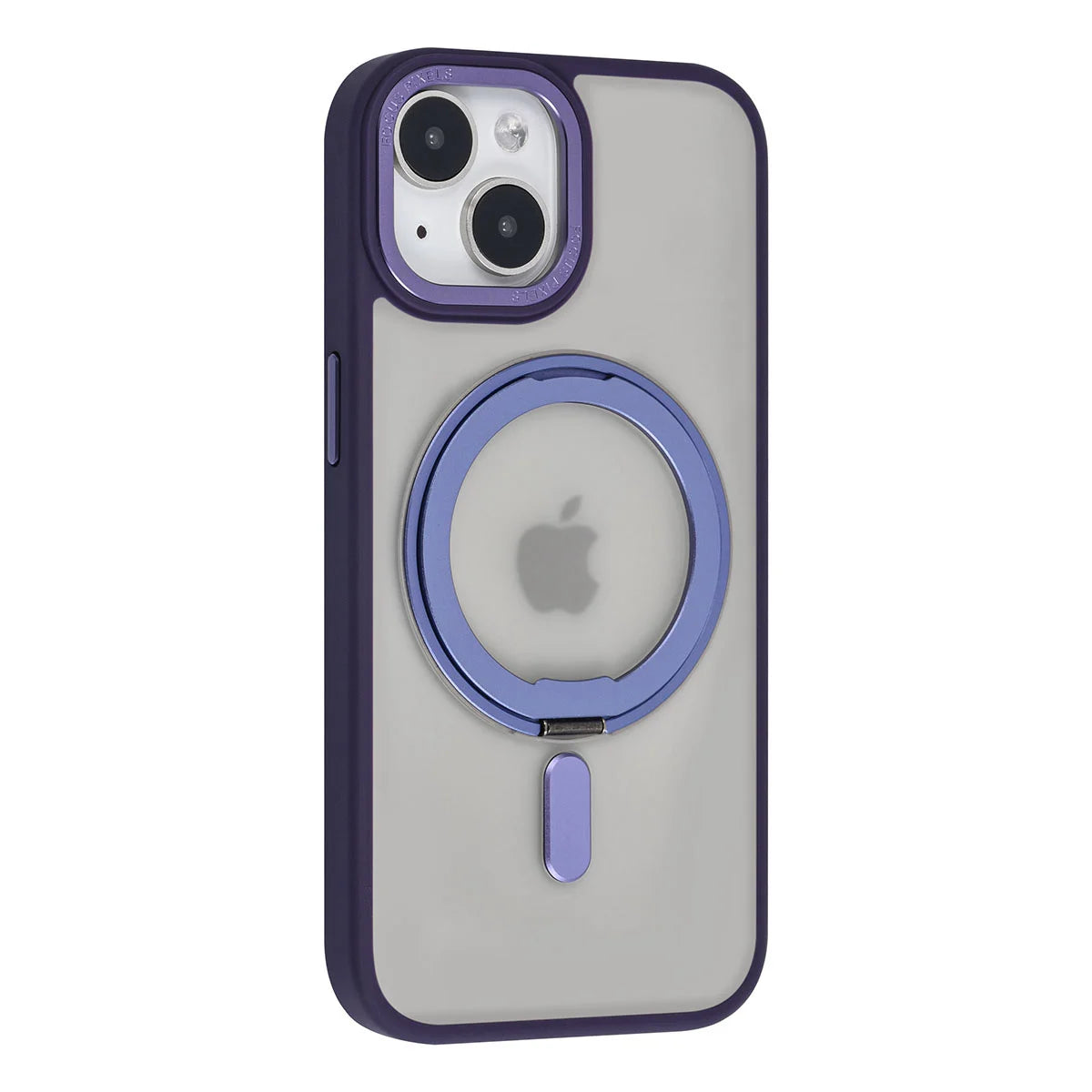 Tuniq iPhone 15 - Σκληρή MagSafe Θήκη με Περιστρεφόμενο Δαχτυλίδι Συγκράτησης - Ημιδιαφανή / Μοβ