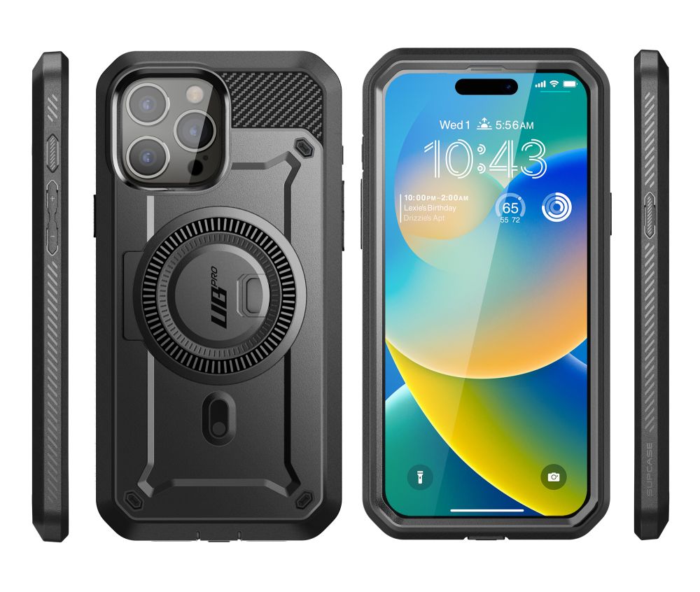 Supcase iPhone 15 Pro UB Pro Mag Σκληρή Θήκη με Προστασία Οθόνης και Stand με Magsafe - Black