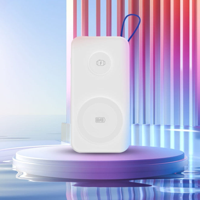 3MK PowerBank PastelUp 10000mAh 22.5W με 1 Θύρα USB / 1 Θύρα Type-C / 1 Ενσωματωμένο Καλώδιο Type-C και 1 Καλώδιο Type-C to Lightning - White